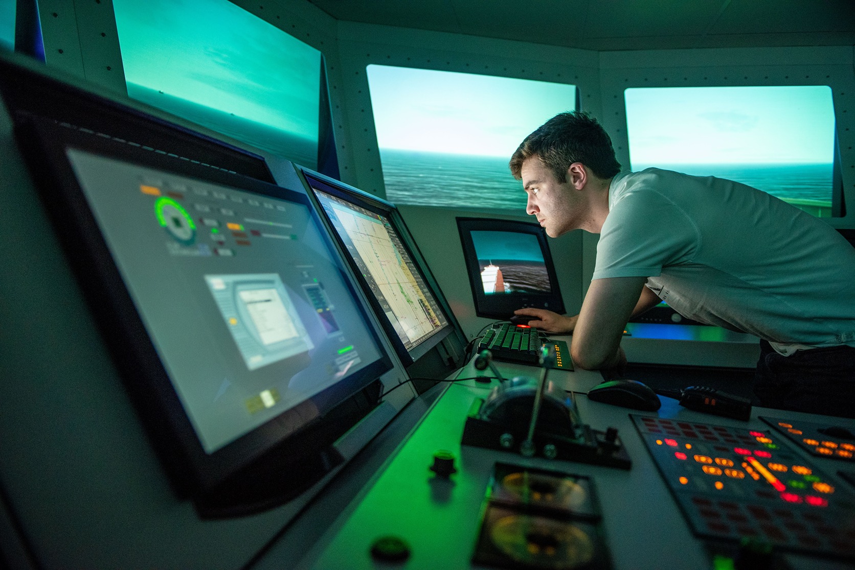 Cadet in simulation room Cadet in simulation room