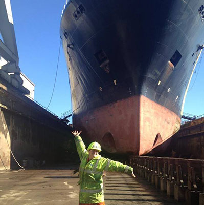 Siobhan, marine engineer officer in dry dock