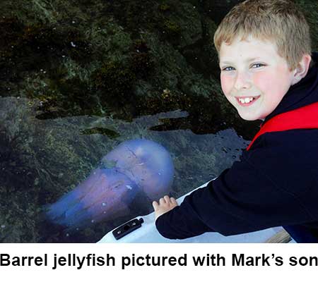 Boy with barrel jellyfish