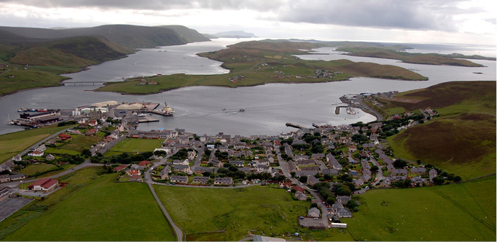 Aerial view of Scalloway