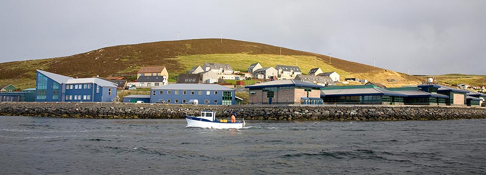 Shetland UHI, Scalloway campus from the sea Shetland UHI, Scalloway campus from the sea