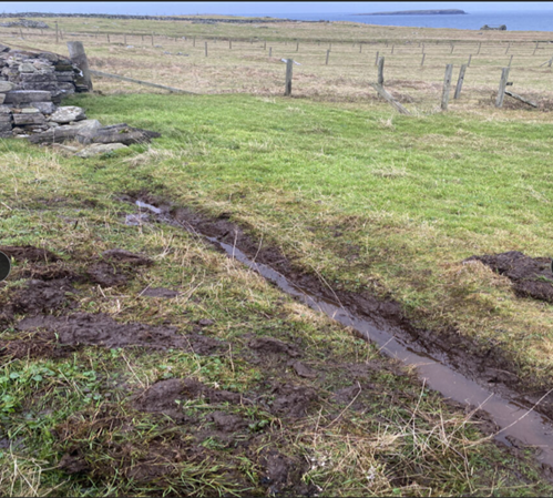 A trench is dug into the ground