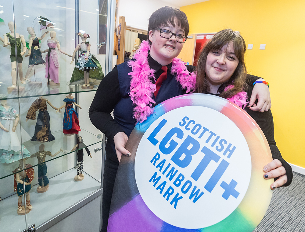 Students Georgia Hindle and Kaitlin Morrison at an LGBT History Month event at UHI Inverness