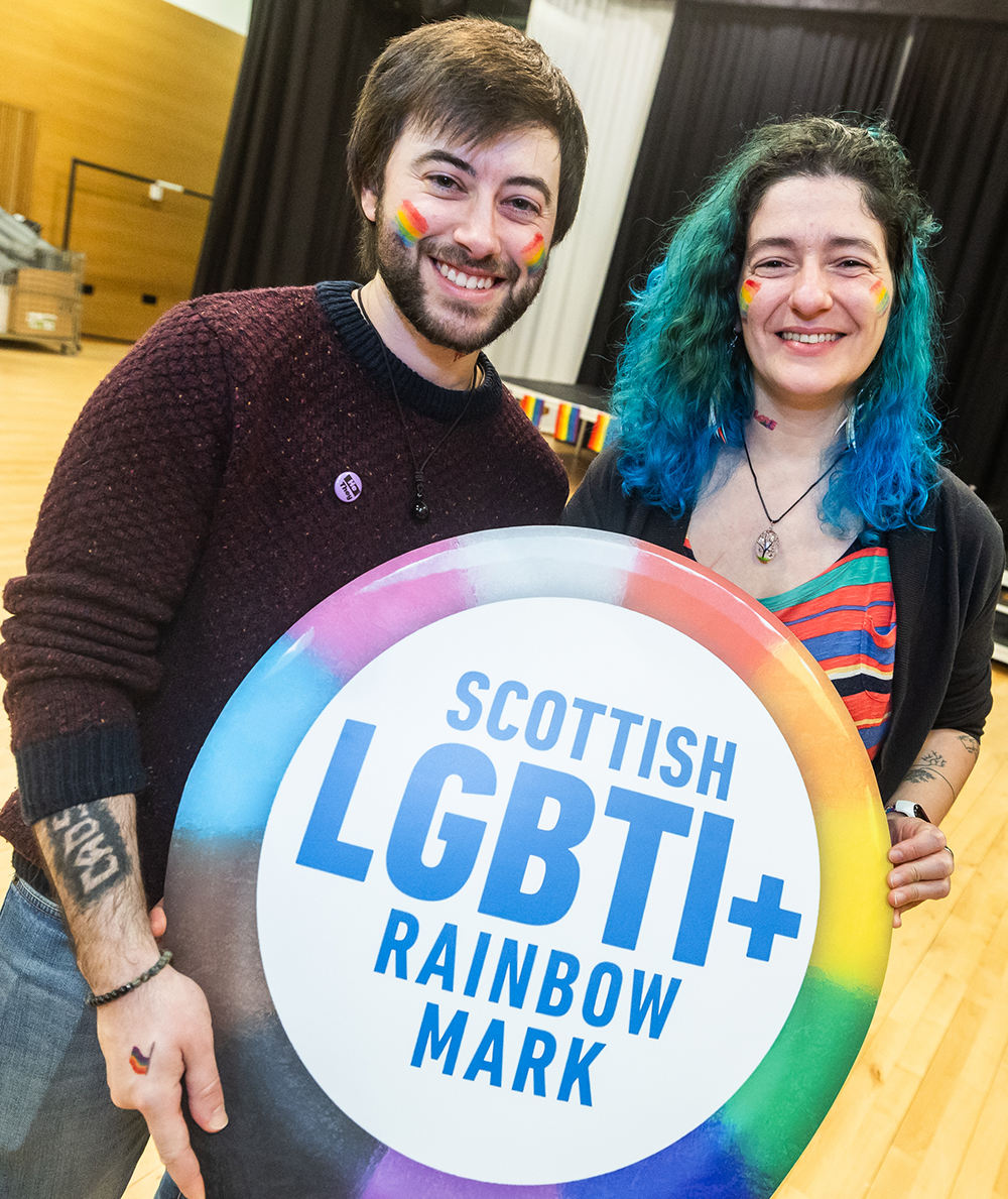 Students Belem Simon and Noam Lara at an LGBT History Month event at UHI Inverness