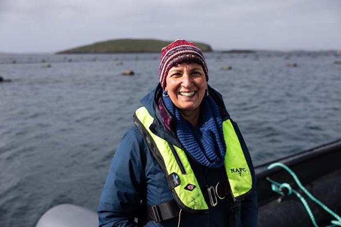 Michele Kerry Project Manager on Shetland Mussels boat Michele Kerry Project Manager on Shetland Mussels boat